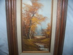 C. Inness(1874-1932)Artist CA Original Acrylic on Board Stream with Trees Signed