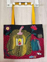 Yayoi Kusama Pumpkin Tote Bag Canvas Black Yellow Japan Fragrance Unused