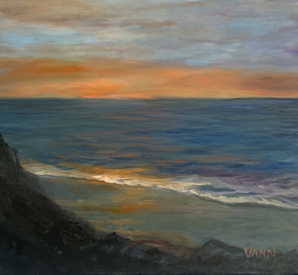 NEW SEASCAPE PAINTING – ORIGINAL OIL ON CANVAS BY GINA VANN 16in x 20in UNFRAMED