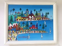 Edgard Souffrant Haitian Canvas Painting Signed Framed 11 1/4 „x 9 1/4“ Folk Art