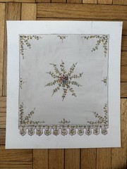 Vintage 1920’s/1930’s’s Gouache Painting Floral Fabric Panel 12 x 10.5 OOAK