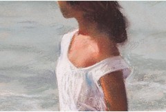 Domingo Alvarez „Shine in the Blue #23“ Original Pastel Painting Signed Woman