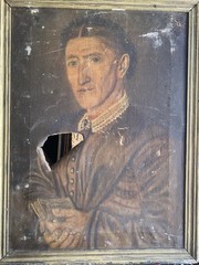 ::SIGNED OIL PAINTING OF AN ELDERLY LADY CLERGYMAN DAMAGED BERLIN LIST