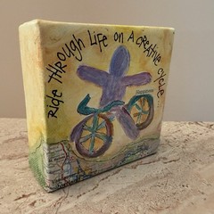 Mix Media Collage Mini Canvas Hodgson 2016 Bicycle Inspirational Quote Portland