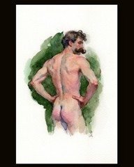 Original Watercolor Painting Male Figure Study Book Page (5.5 × 8.5 inches)