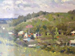 Oil painting Village Ukrainian painter Canvas Unframed Decor original landscape
