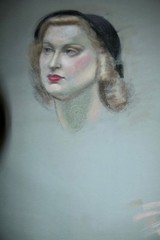 FOLK ART 1950’S PASTEL DRAWING MINNEAPOLIS RESIDENT RUTH E HAUCK WHITE AMERICANA