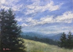 MOUNTAIN MINI # 27- Original framed oil mini mountain painting by K. McDermott –