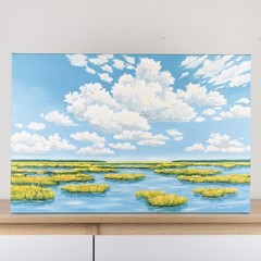 Original Oil Painting Marsh Swamp Scene Nature Painting Wall Art Home Decor