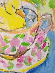 Abstract Expressionism Original Painting Duck In Cup 14×11 Fine Art Canvas Decor