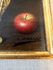 Original Lima Pizarro Miniature Oil Painting Spanish Still Life Fruit – Signed