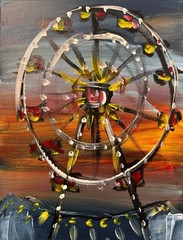 SAMATOWIC Ferris Wheel 11×14 Abstract Expressionism Original Fine Wall Art 320