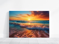 Beach Sunset Print, Ocean Landscapes Canvas Wall Art, Tropical Sunrise Beach Art