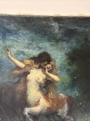 Antique Centaur Centaurs Painting Ferdinand Leeke Large Oil Night Portrait Icon
