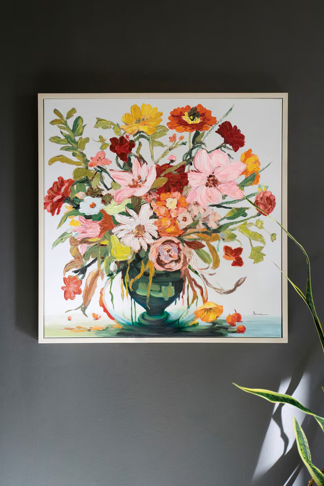 Floral Framed Acrylic Painting-Beautiful Masterpiece For Entryways Home Decor