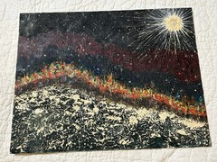 Night Sky Sea 1970s Original Art Impasto Oil On Board Abstract 11×14” Painting