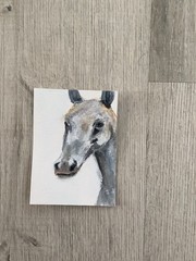 Aceo By Kenna Horse Watercolour & Gouache Painting 2.5” X 3.5” Signed Original