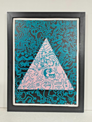 Keith Haring Acrylic Painting on Canvas 1983 Framed Original Pop Art