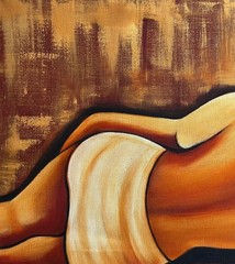 Lola Mallea – original, signed large acrylic on linen „Reclining“