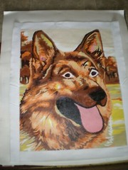 Dog Hand Painted By Number Oil Painting on Canvas Completed Unframed 16 x 20