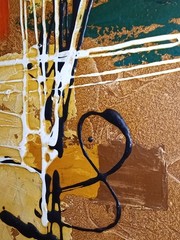 MCM 48″X 35″ CARLO OF HOLLYWOOD Abstract On Wood With „Floating Box“ Framing