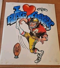 Lot Of 4 Custom Art Work Football NFL Player Print 18×15 W/plastic Overlay Rare
