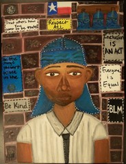 “Covered Crown” 12 x 16in original acrylic painting on canvas black boy joy