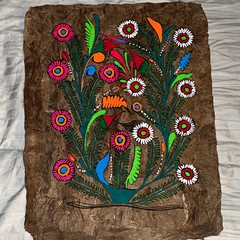 Folk Art Painting on Bark – Floral Flowers, Birds, Plants, Nature, Unframed