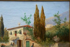 George Fischhof (Austrian, 1849-1914) Italian Landscape Painting of Naples
