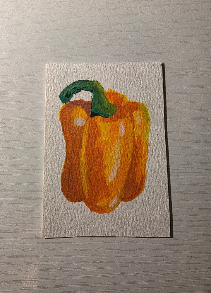 Acrylic Painting of a Bell Pepper, ACEO, Original Art, 2.5×3.5