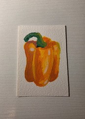 Acrylic Painting of a Bell Pepper, ACEO, Original Art, 2.5×3.5