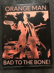 trump laser engraved painting 8 x 10 orange and black paint on canvas
