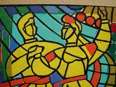 Ukrainian Soviet gouache painting avant-garde monumental figures dancing