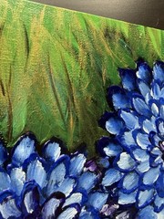 Original Impressionist Blue Hydrangea Flower Acrylic Painting – Unframed Canvas