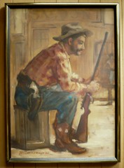 ROBERT ZIMMERMAN, LISTED Masterwork WESTERN COWBOY w/ RIFLE SALOON STYLE VINTAGE