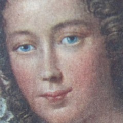 Antique MINIATURE PAINTING PORTRAIT of a BEAUTIFUL YOUNG LADY With Blue Dress