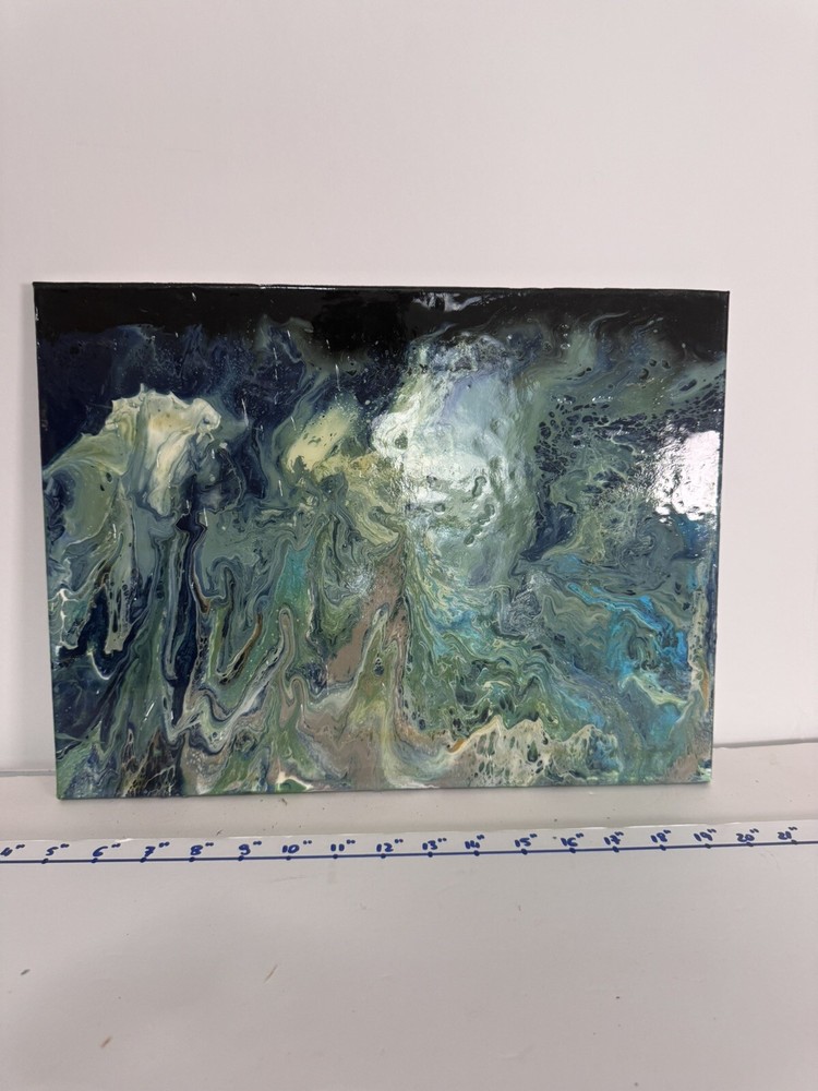 Vibrant Abstract Acrylic Pour Painting – Modern Wall Art – Resin Coated