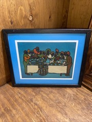 HENRY KASUJJA AFRICAN PEOPLE ORIGINAL BATIK PAINTING 9×10.5” Framed
