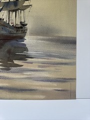 Rex Brandt Painting Nautical Boat Ship Sea Seascape Listed Famous Vintage Coast