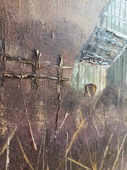 Vintahe Original Oil Painting Rustic Barn Farm Landscape Signed Doris Framed Mcm