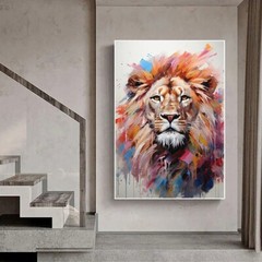 Big Original handmade lion oil painting on canvas large animal For Home Wall Dec