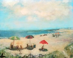 *RARE* MID CENTURY OLD ORCHARD BEACH MAINE PAINTING-LOOK !