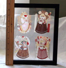 Kirie kirigami Intricate Japanese Rice Paper Cut Out Painted Warriors Art