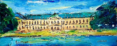 Original Vintage 1940s Oil Painting on Paper – „Stuttgart“ by Jozef Dlabal