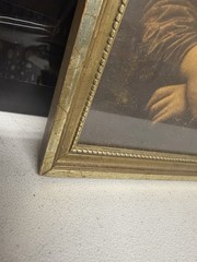 VINTAGE 1920’s. MONA LISA PAINTING Original Frame Authentication Slip And Frame