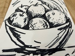 Original Abstract Fruit Bowl Painting 9×12 paper Modern Wall Art Home Decor New