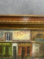 Vintage Mid-Century Paris Street Scene Oil Painting – Ornate Gold Wood Frame