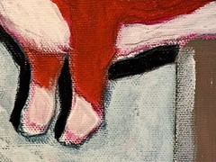 Sky blue red acrylic ink „Steak House“ Limited 1/1 8×10″ signed by artist