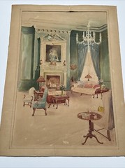 ANTIQUE INTERIOR PAINTING BY CARY 19TH TO 20TH CENTURY HEIRLOOMS ILLUSTRATION