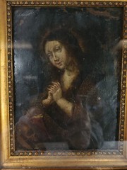 Antique Old Master Oil Painting Mary Magdalene on Copper Plate Framed